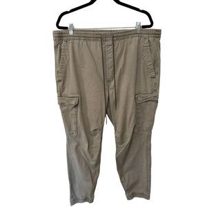 Tan Sand Cargo Jogger Men’s Pants XL Clasp Pockets Rip stitch